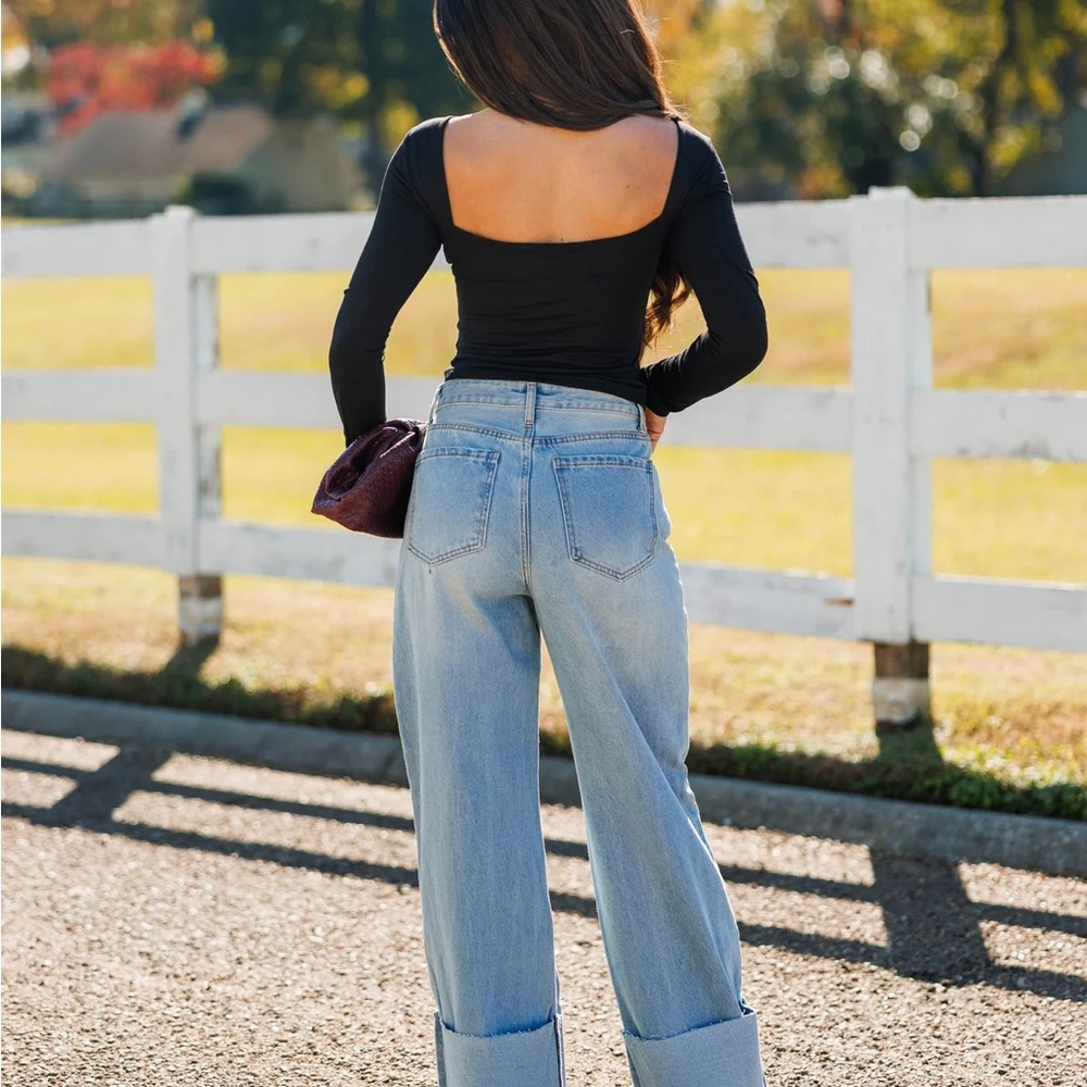 Le Lis Light Blue Wide-Leg Patch Pocket Jeans - Picture 6 of 13